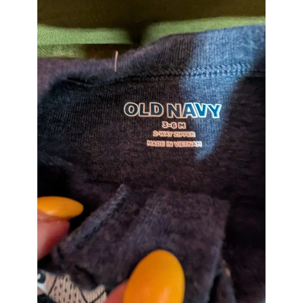 Old Navy Footed Sleeper Baby 3-6M Blue Excellent Woodland Animal 2-Way Zip